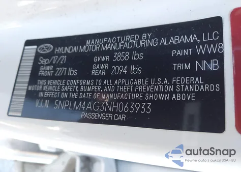 2022 Hyundai Elantra Sel from USA, damaged, VIN 5NPLM4AG3NH063933